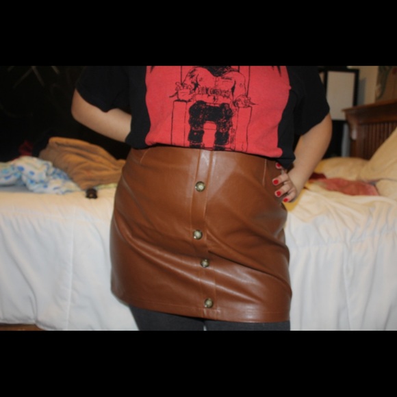 Boohoo Dresses & Skirts - Button Mini Leather Skirt for Plus Size Boohoo